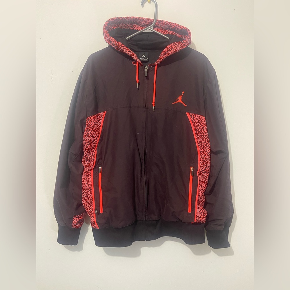 Jordan Men's Black Jacket with Red Accents